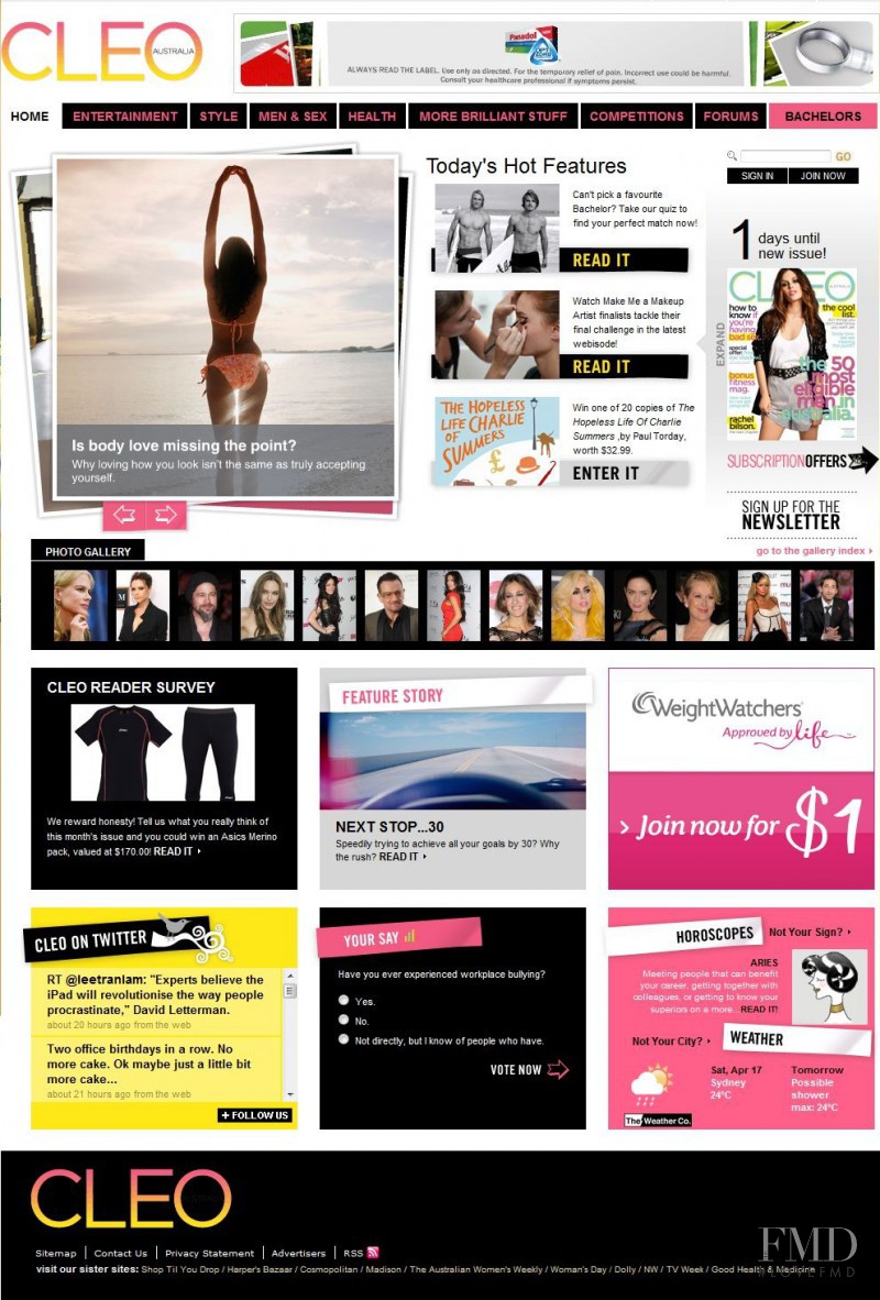  featured on the CLEO.com.au screen from April 2010