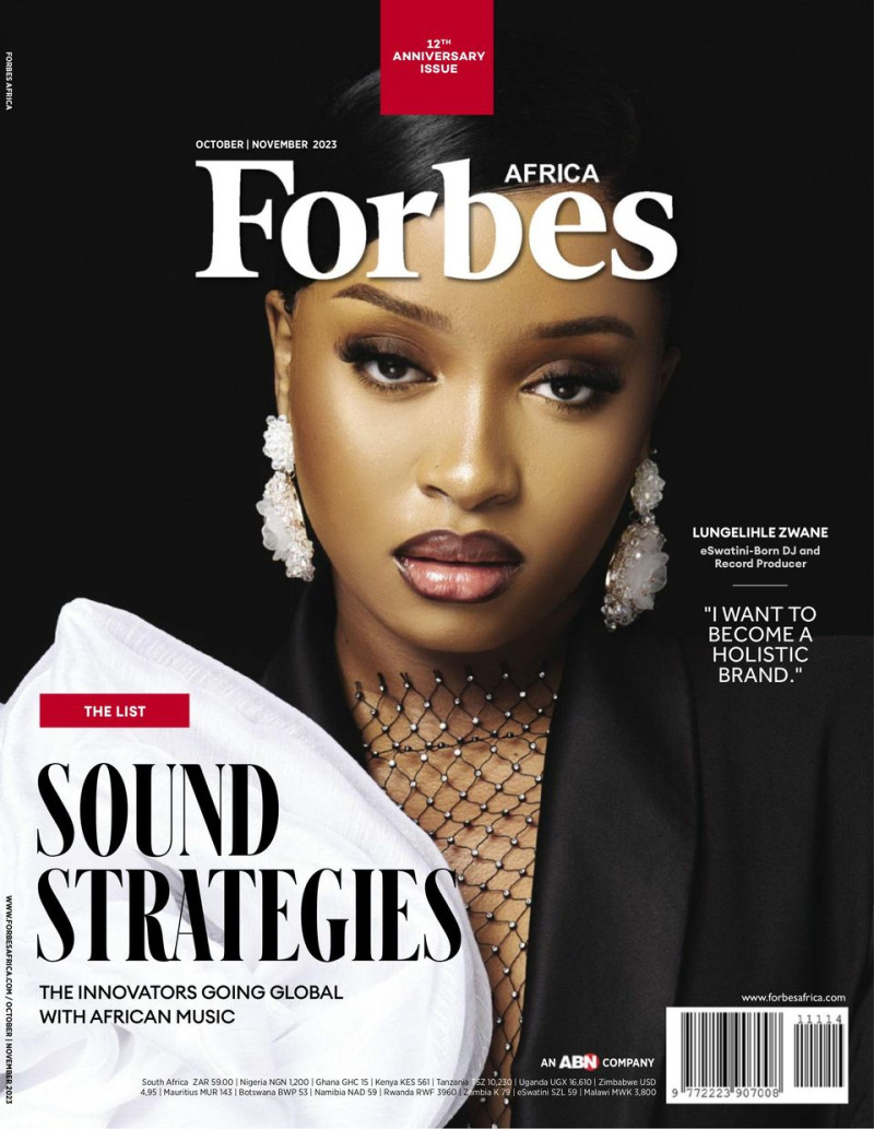 Lungelihle Zwane featured on the Forbes Africa cover from October 2023