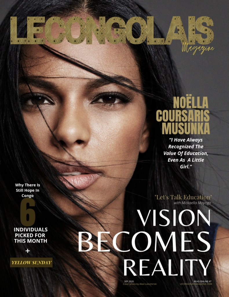 Noëlla Coursaris featured on the Lecongolais Magazine cover from September 2020
