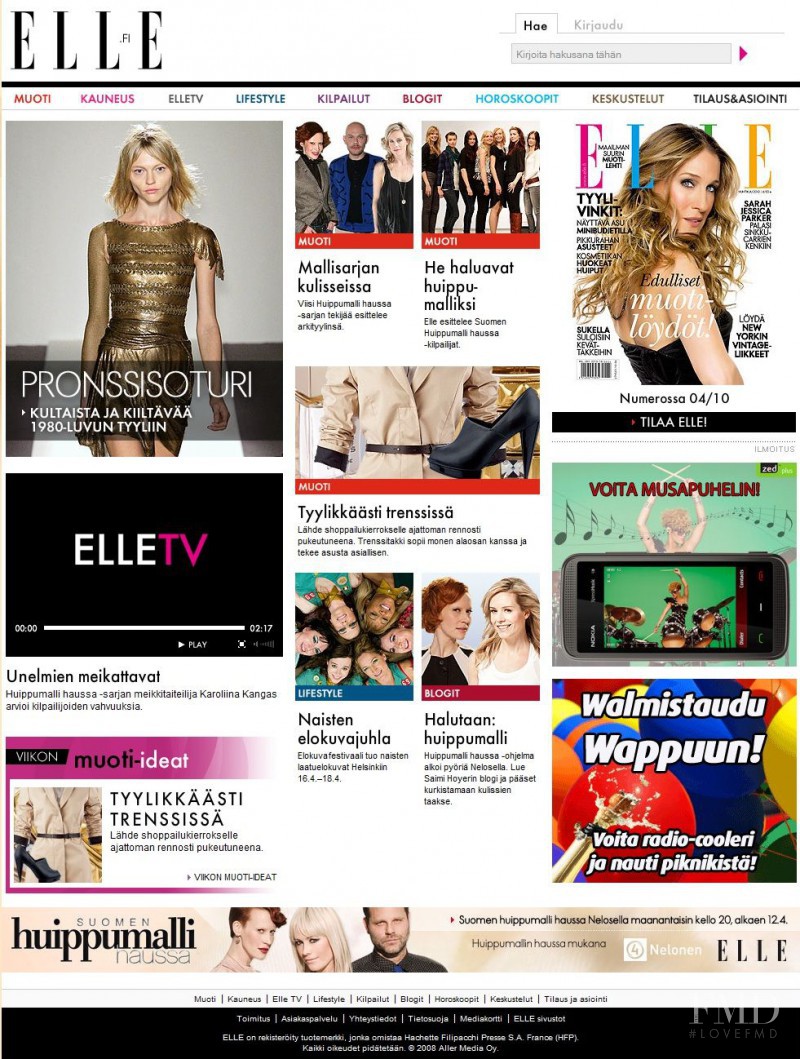  featured on the Elle.fi screen from April 2010