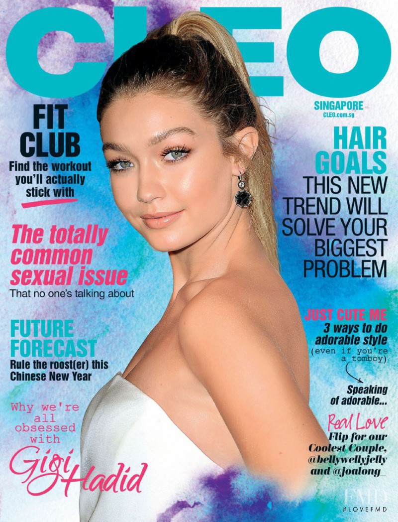 Gigi Hadid featured on the CLEO Singapore cover from February 2017