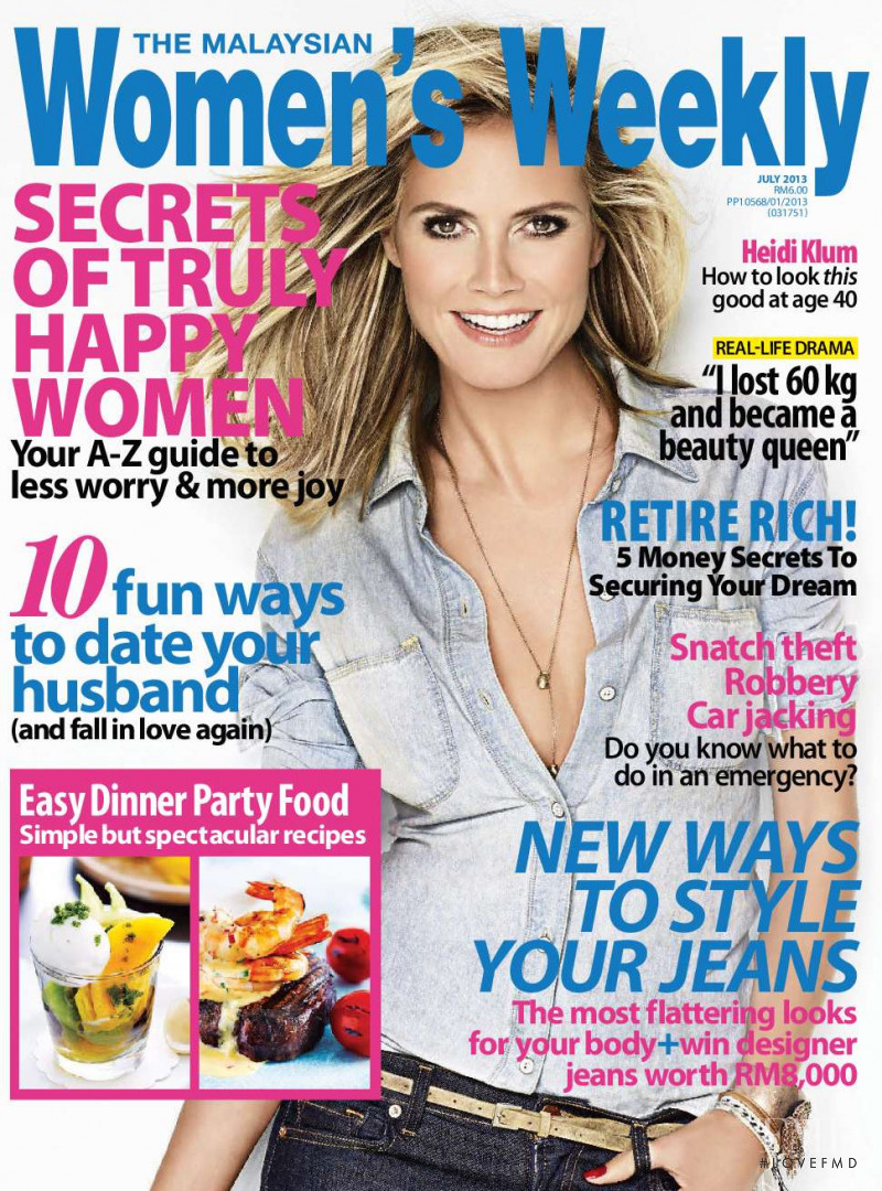Heidi Klum featured on the The Malaysian Women\'s Weekly cover from July 2013