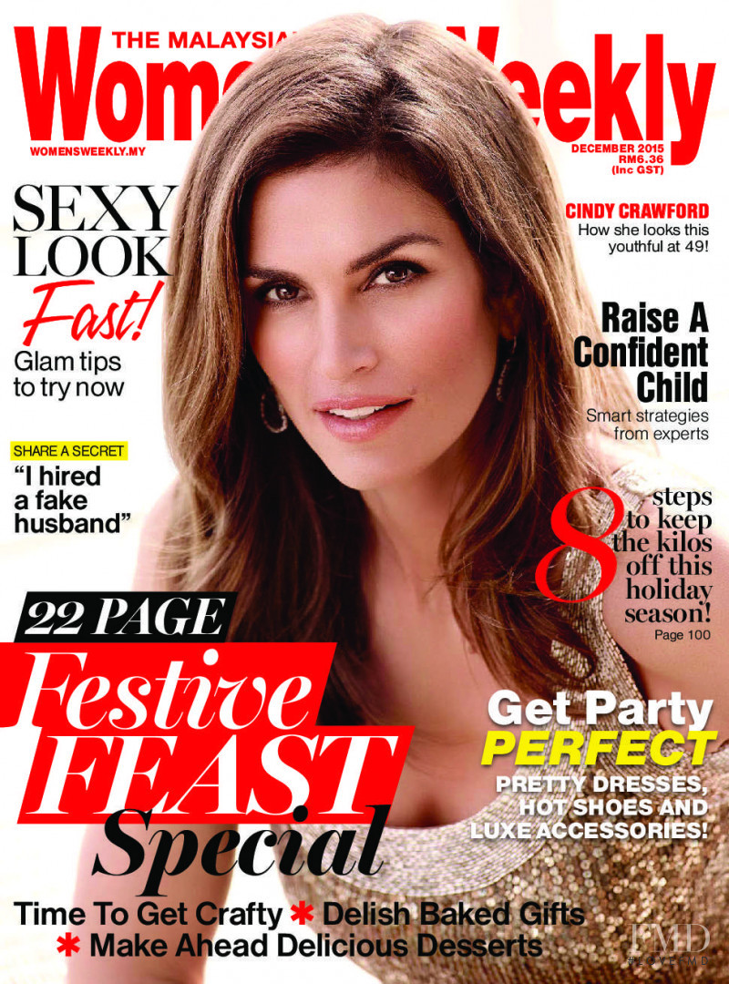 Cindy Crawford featured on the The Malaysian Women\'s Weekly cover from December 2015