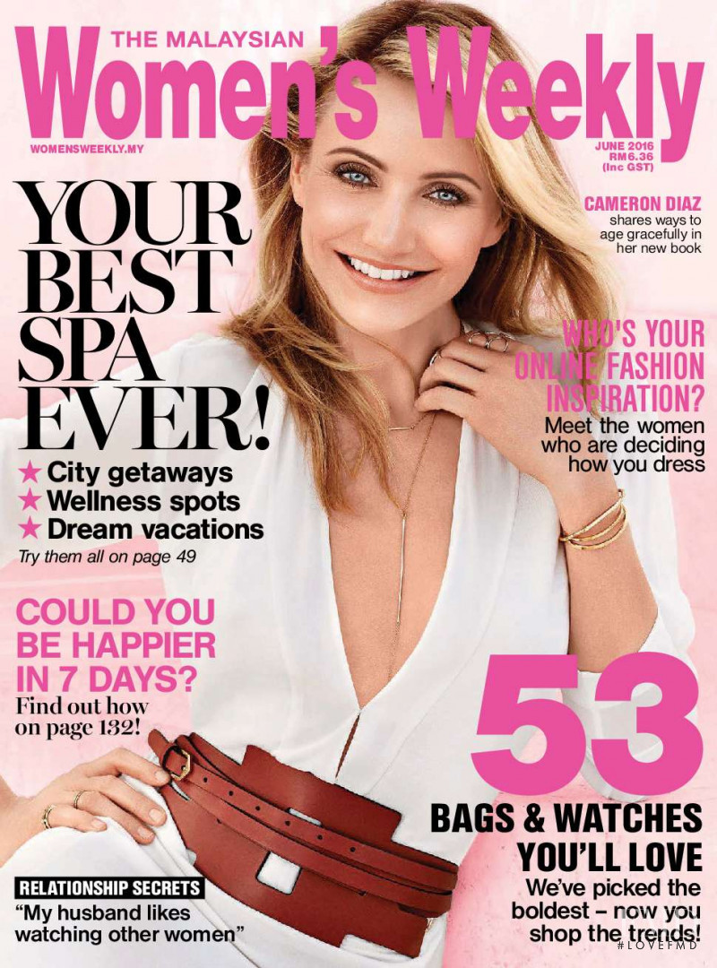 Cameron Diaz featured on the The Malaysian Women\'s Weekly cover from June 2016