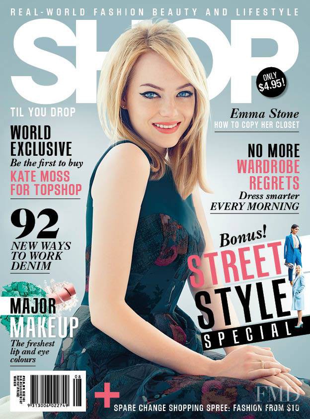 Emma Stone featured on the Shop Til You Drop cover from April 2014