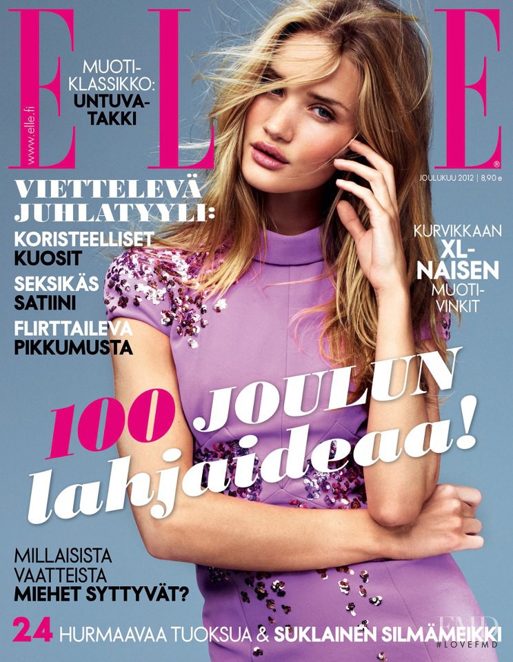 Rosie Huntington-Whiteley featured on the Elle Finland cover from December 2012