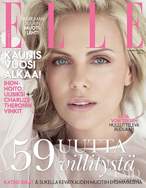Charlize Theron featured on the Elle Finland cover from January 2012