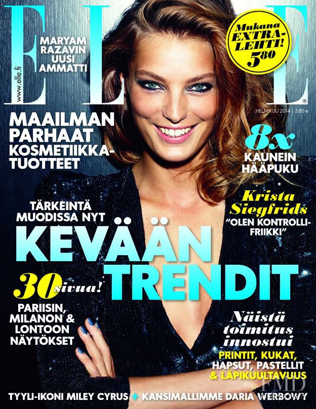 Daria Werbowy featured on the Elle Finland cover from February 2014