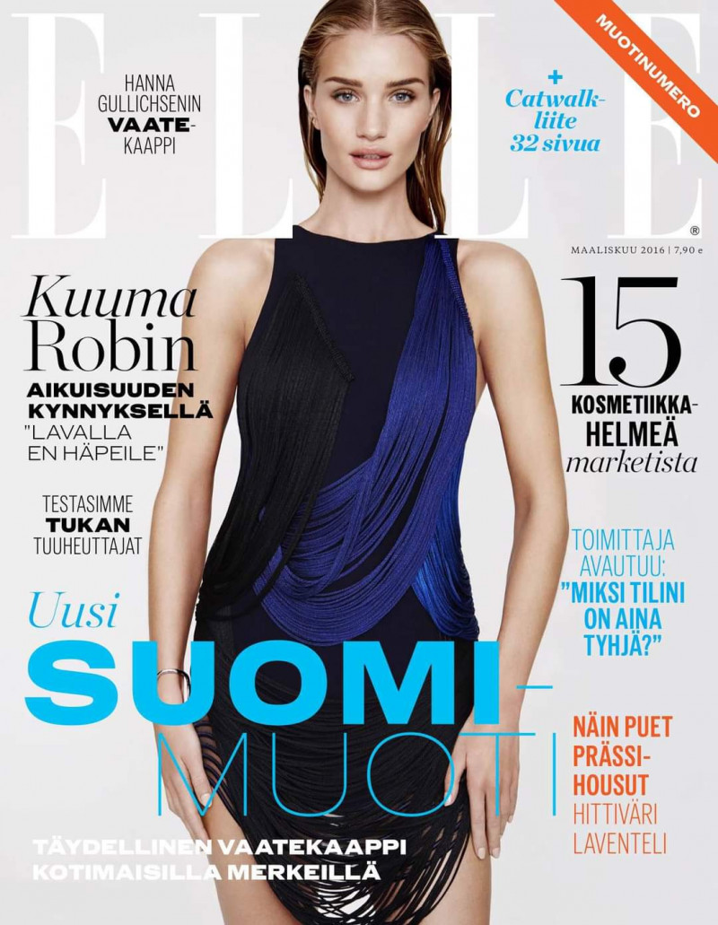Rosie Huntington-Whiteley featured on the Elle Finland cover from April 2016