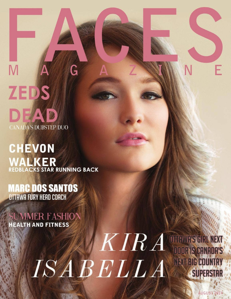 Kira Isabella featured on the Faces Canada cover from August 2014