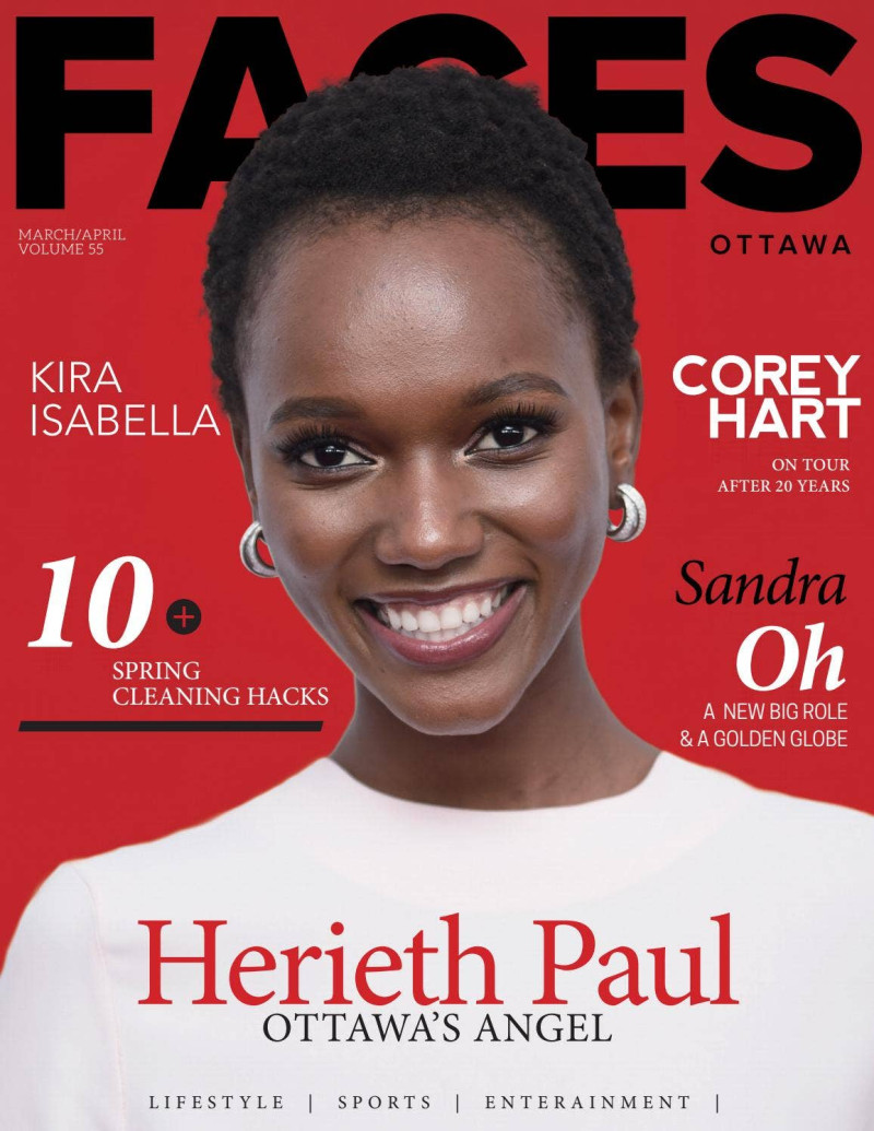 Herieth Paul featured on the Faces Canada cover from March 2019