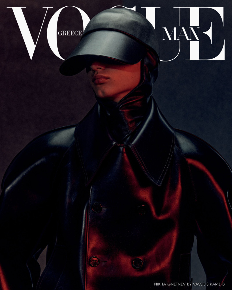 Nikita Gnetnev featured on the Vogue Man Greece cover from November 2024