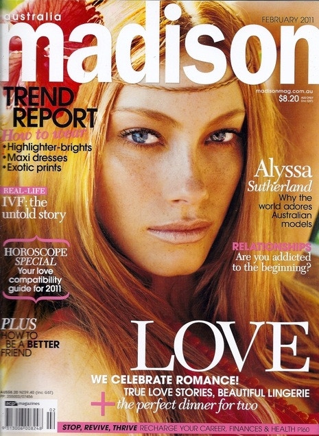 Alyssa Sutherland featured on the madison cover from February 2011
