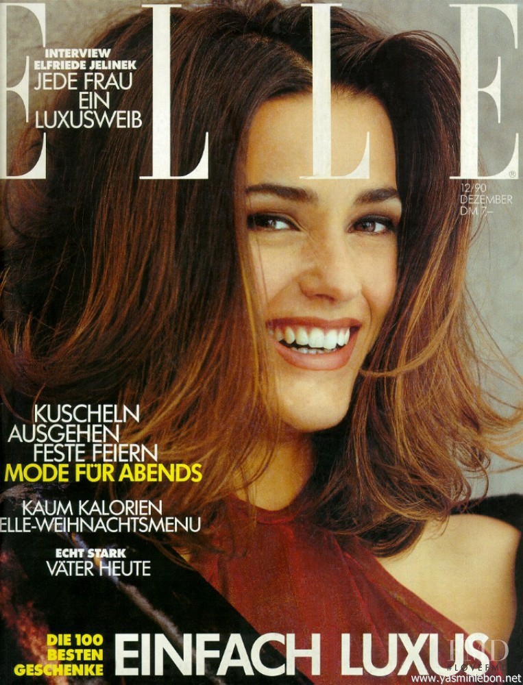 Yasmin Le Bon featured on the Elle Germany cover from December 1990