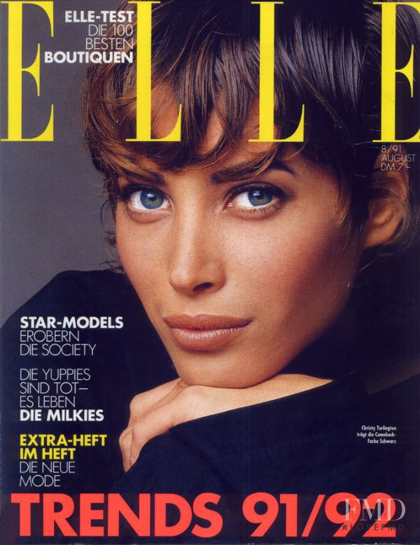 Christy Turlington featured on the Elle Germany cover from August 1991