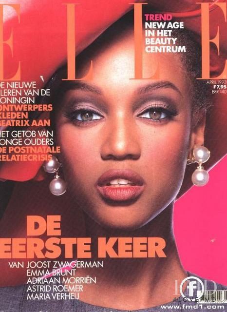 Tyra Banks featured on the Elle Germany cover from April 1993
