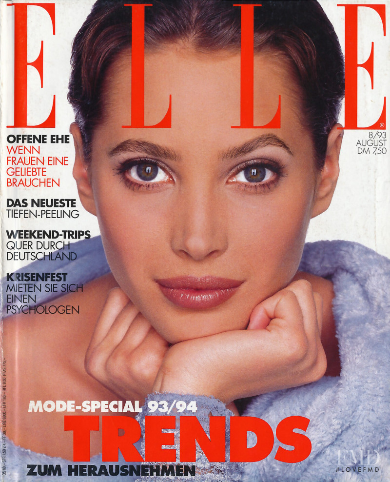 Christy Turlington featured on the Elle Germany cover from August 1993