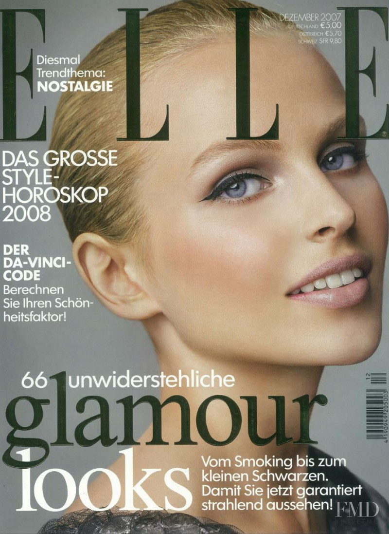 Justyna Rybaczek featured on the Elle Germany cover from December 2007