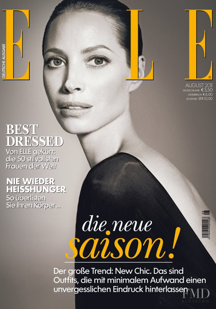 Christy Turlington featured on the Elle Germany cover from August 2011