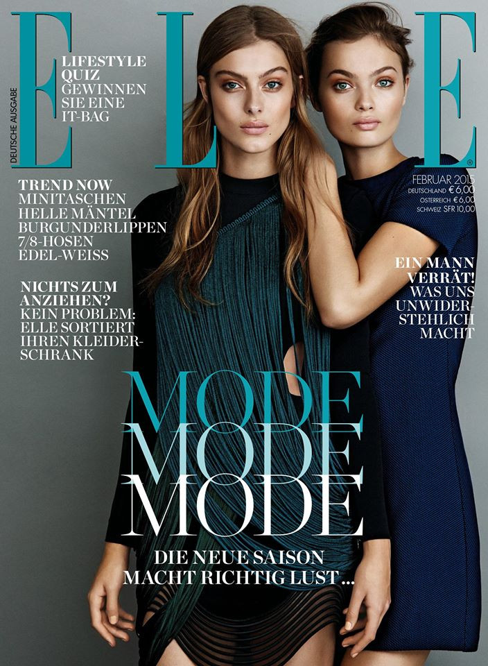 Moa Aberg, Lone Praesto featured on the Elle Germany cover from February 2015