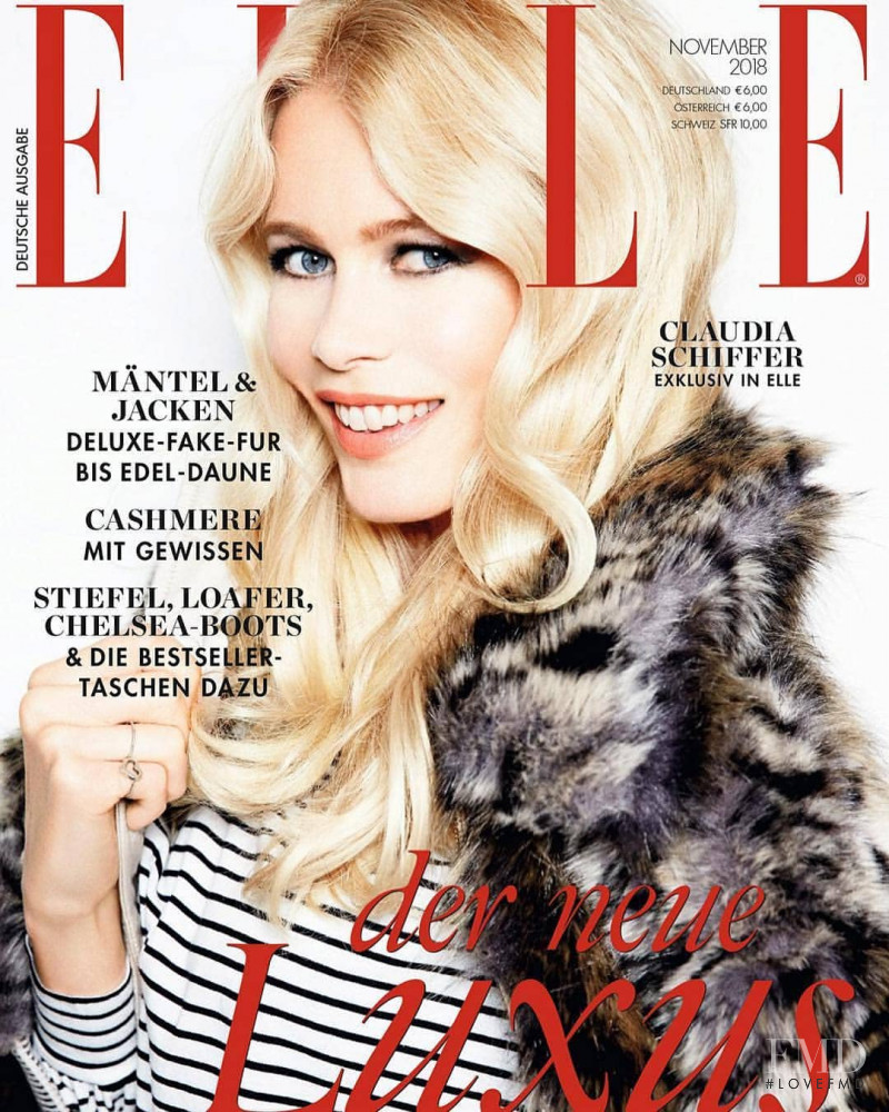 Claudia Schiffer featured on the Elle Germany cover from November 2018