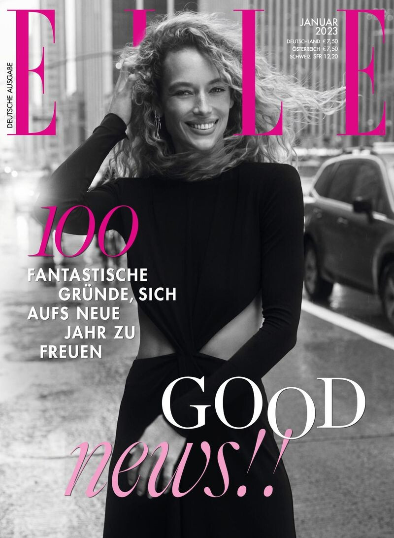 Hannah Ferguson featured on the Elle Germany cover from January 2023