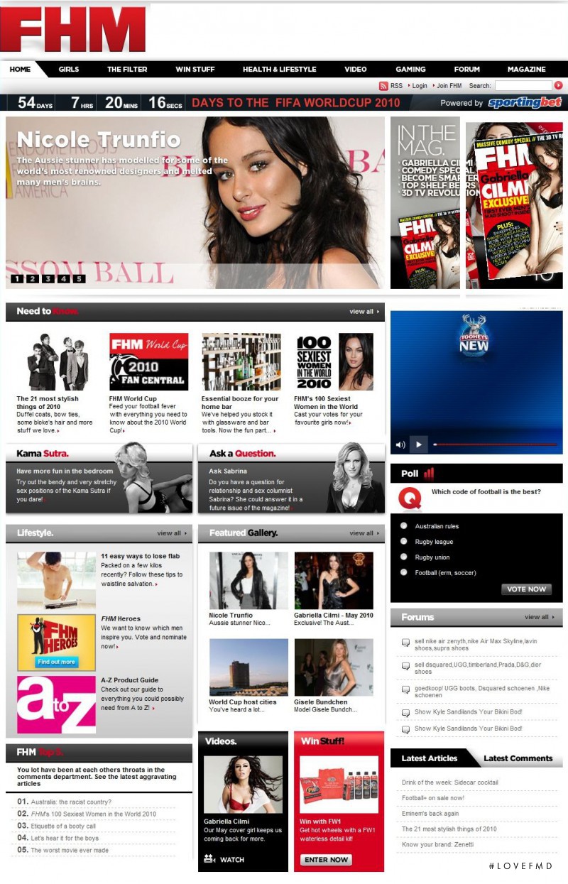  featured on the FHM.com.au screen from April 2010