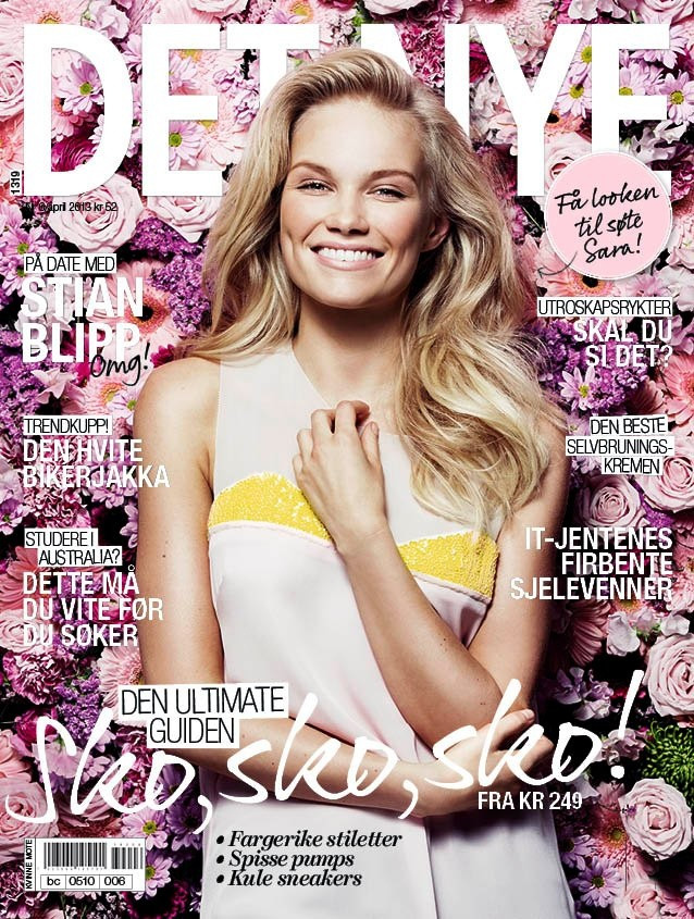 Sara Skjoldnes featured on the Det Nye cover from April 2013