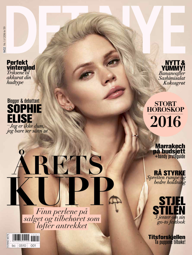 Sophie Elise featured on the Det Nye cover from January 2016