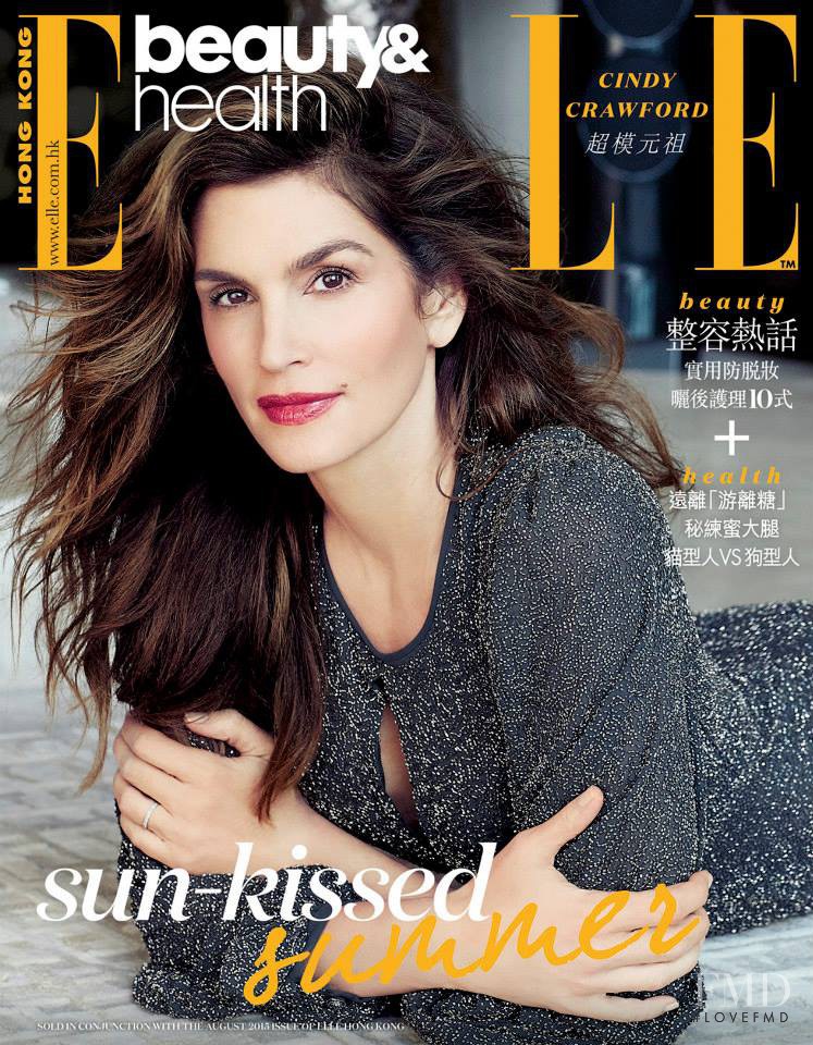 Cindy Crawford featured on the Elle Hong Kong cover from August 2015