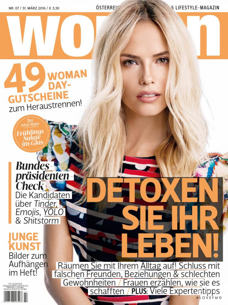Natasha Poly featured on the WOMAN cover from March 2016