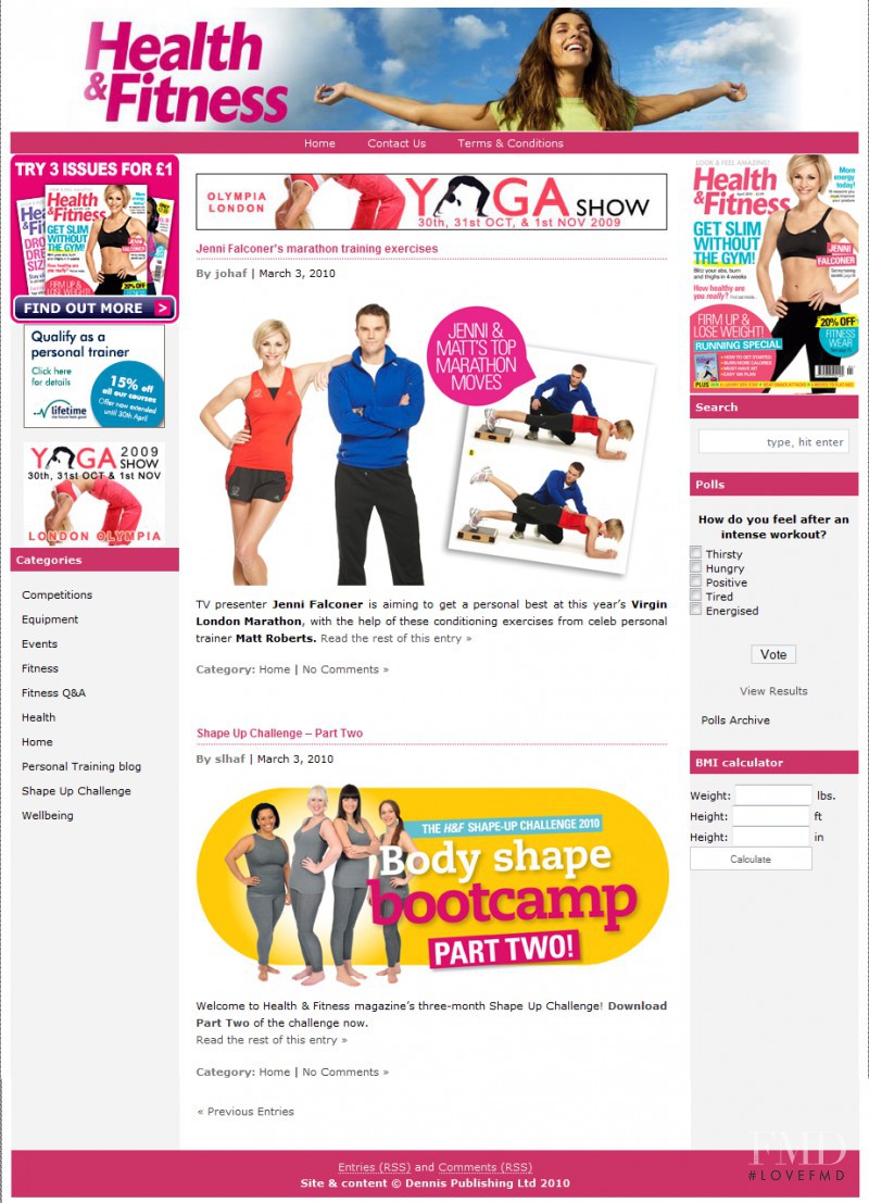  featured on the HealthAndFitnessOnline.co.uk screen from April 2010