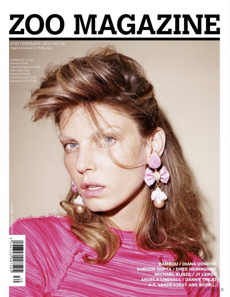Angela Lindvall featured on the Zoo cover from March 2011