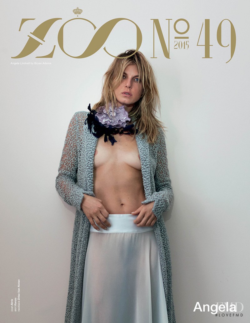 Angela Lindvall featured on the Zoo cover from December 2015