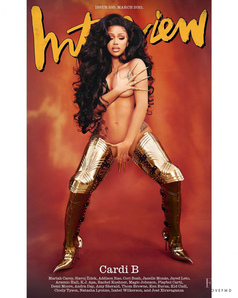 Cardi B featured on the Interview cover from March 2021