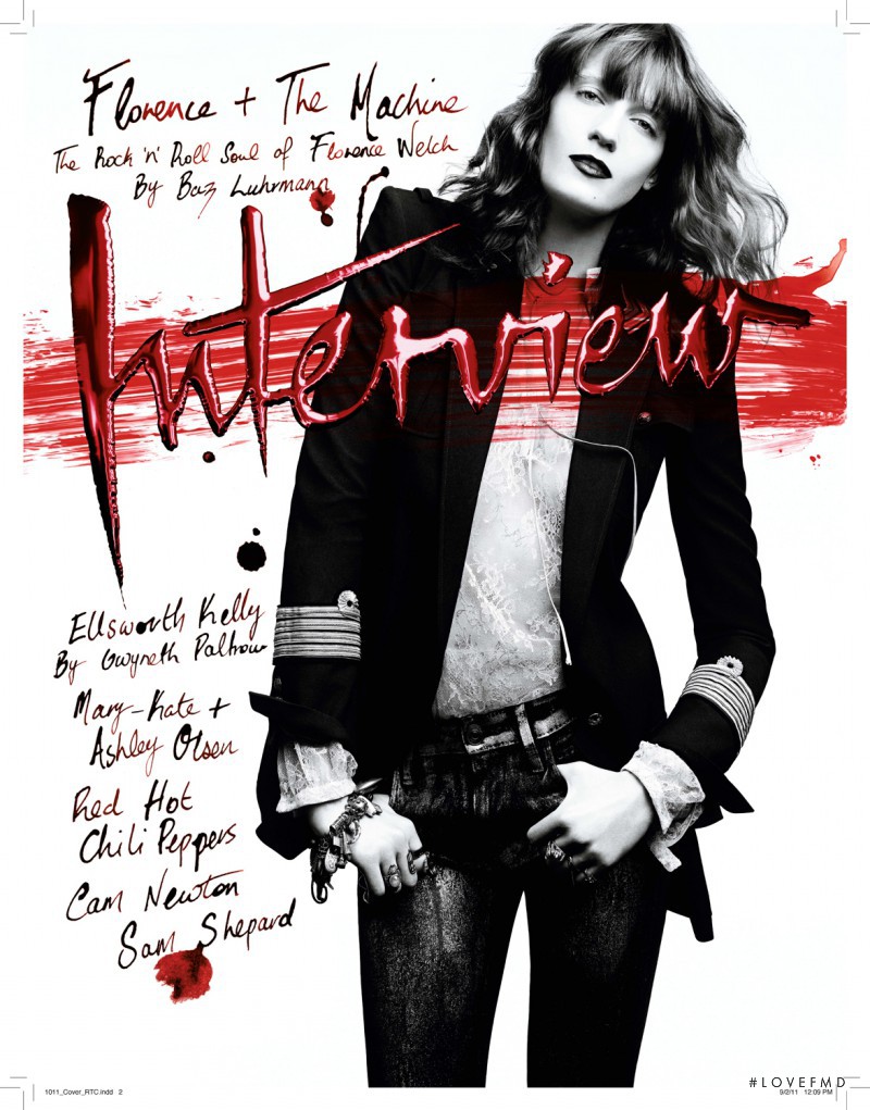 Florence Welch featured on the Interview cover from October 2011