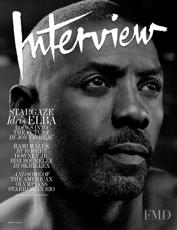 Idris Elba featured on the Interview cover from August 2016