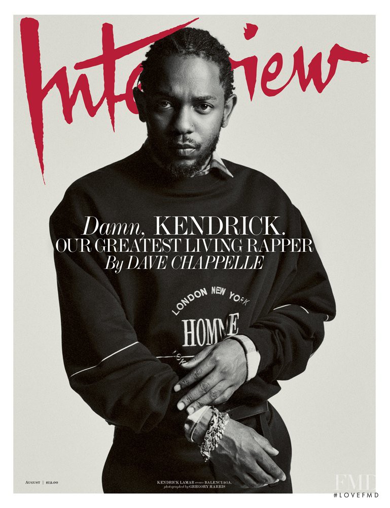 Kendrick Lamar featured on the Interview cover from August 2017