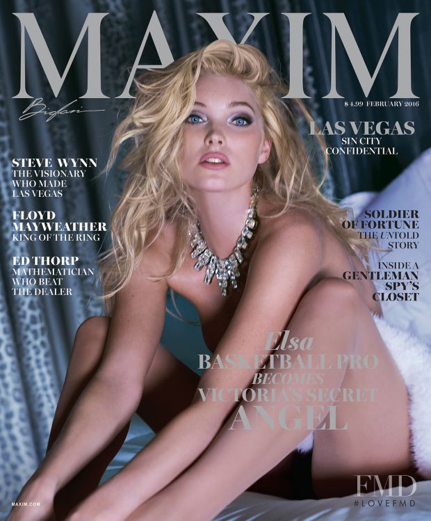 Elsa Hosk featured on the Maxim USA cover from February 2016