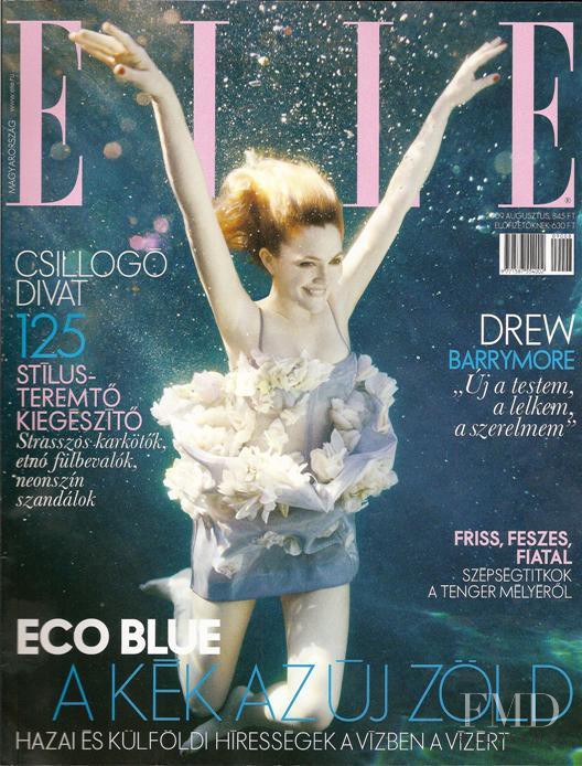 Drew Barrymore featured on the Elle Hungary cover from August 2009