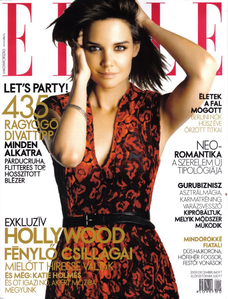 Katie Holmes featured on the Elle Hungary cover from December 2009