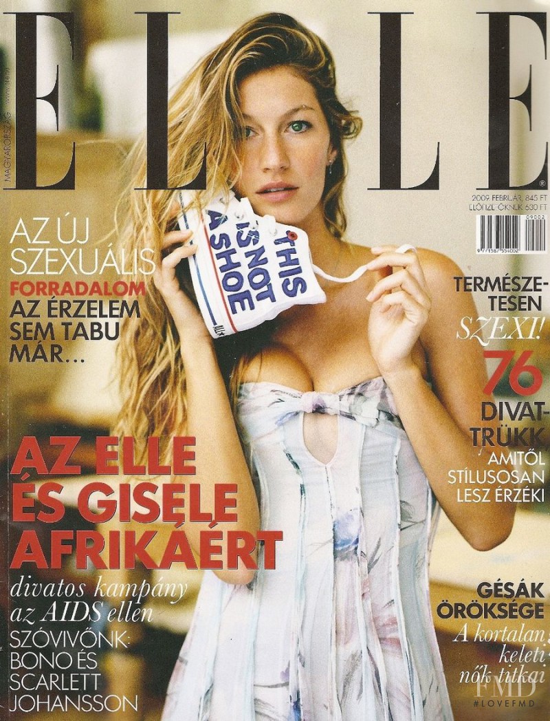 Gisele Bundchen featured on the Elle Hungary cover from February 2009