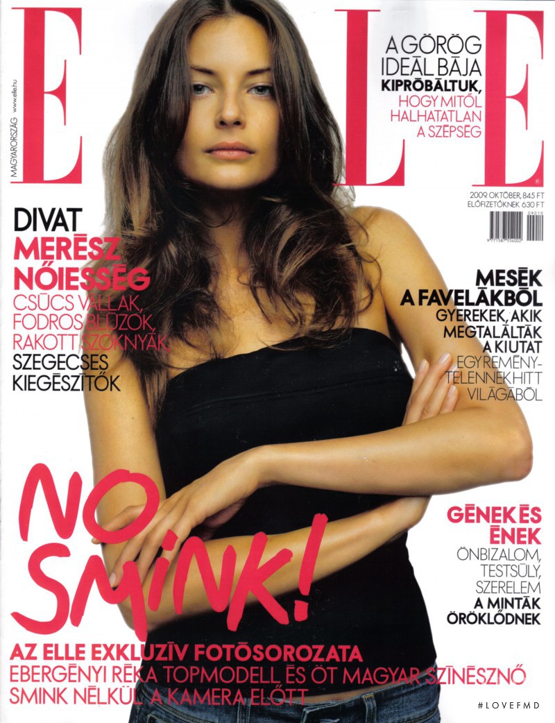 Reka Ebergenyi featured on the Elle Hungary cover from October 2009