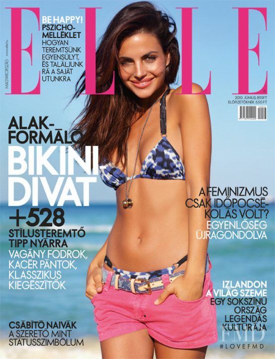 Diana Morales featured on the Elle Hungary cover from June 2010