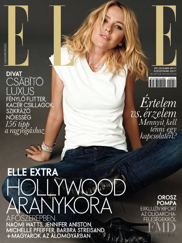 Naomi Watts featured on the Elle Hungary cover from December 2011
