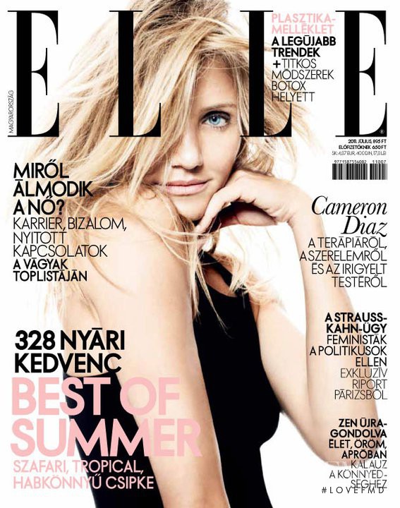 Cameron Diaz featured on the Elle Hungary cover from July 2011