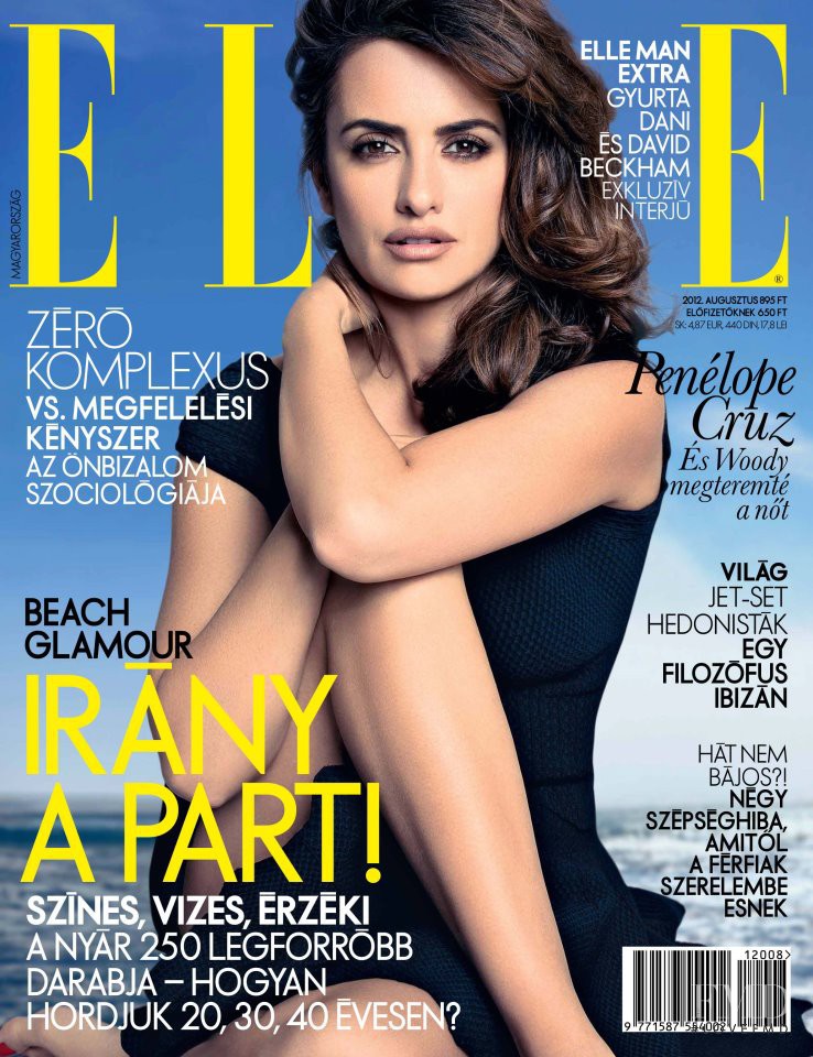 Penélope Cruz featured on the Elle Hungary cover from August 2012