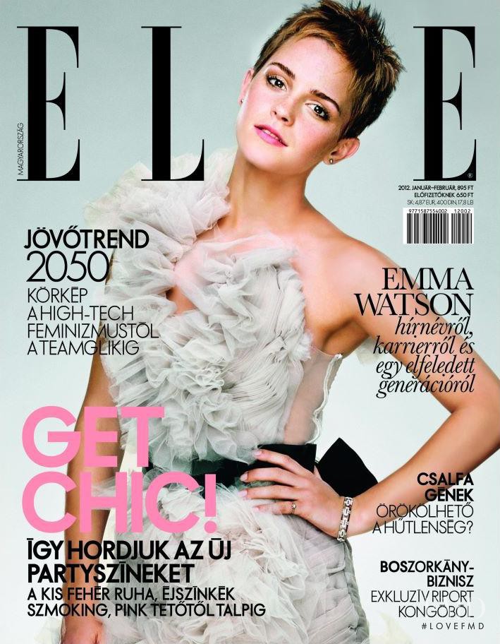 Emma Watson featured on the Elle Hungary cover from January 2012