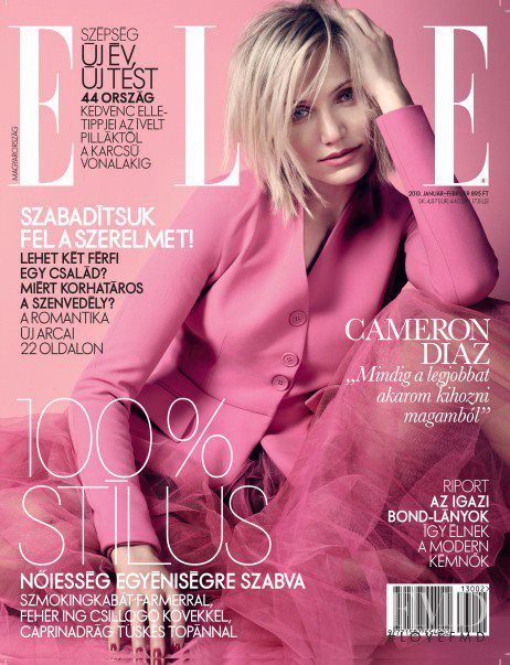 Cameron Diaz featured on the Elle Hungary cover from January 2013