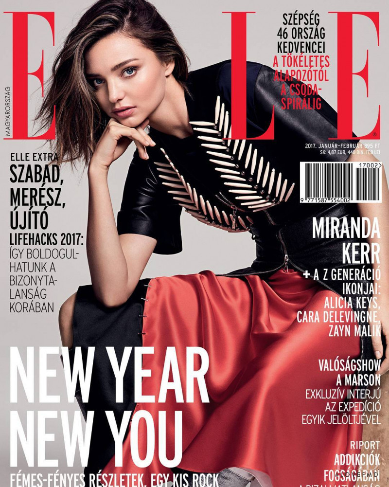 Miranda Kerr featured on the Elle Hungary cover from January 2017